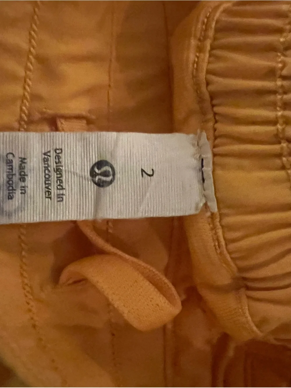 lululemon athletica kids' yellow elastic-waist shorts